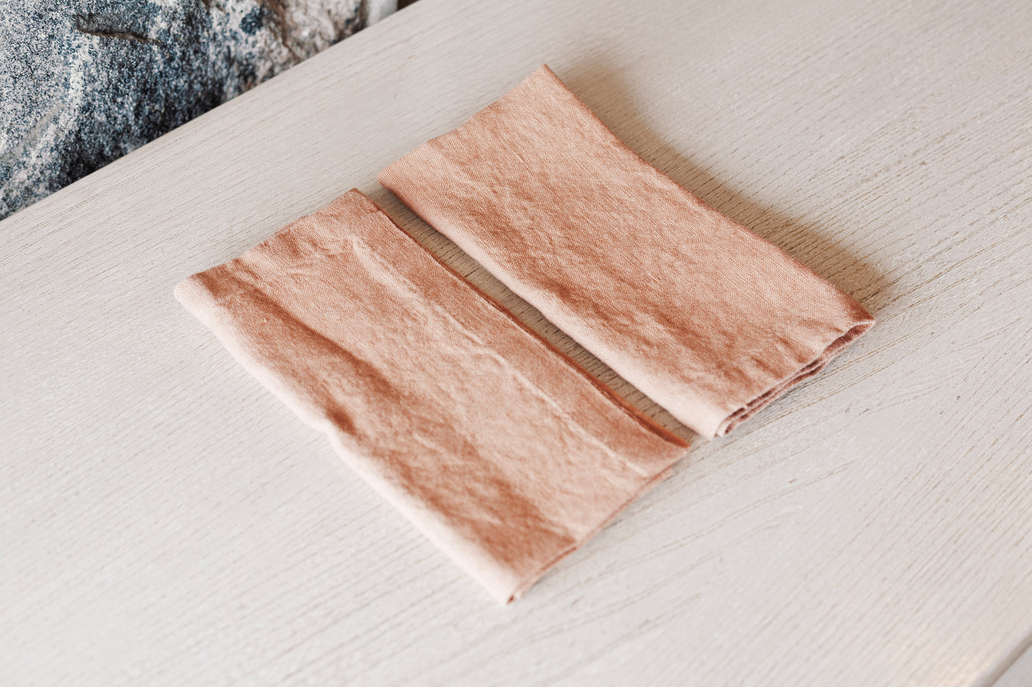 Duo serviettes de table café crème 100% lin