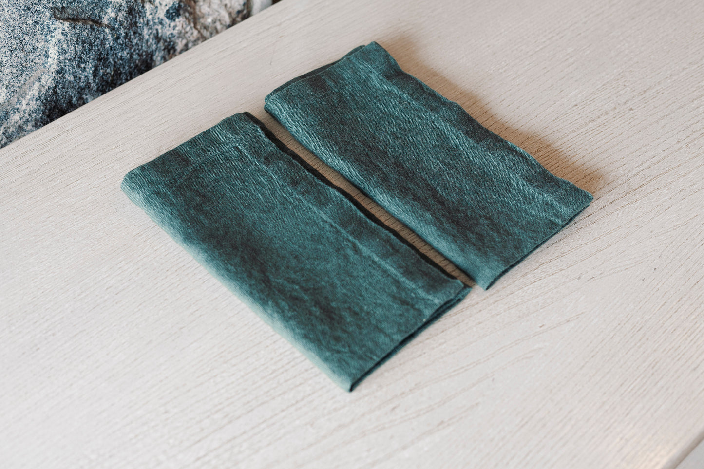 Duo serviettes de table vert forêt 100% lin