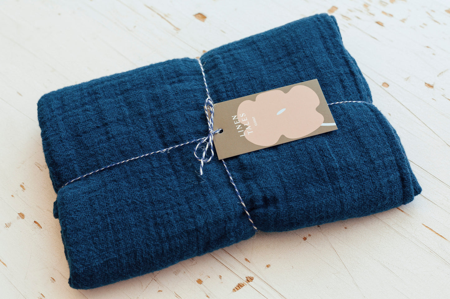 Grand foulard en lin Marine