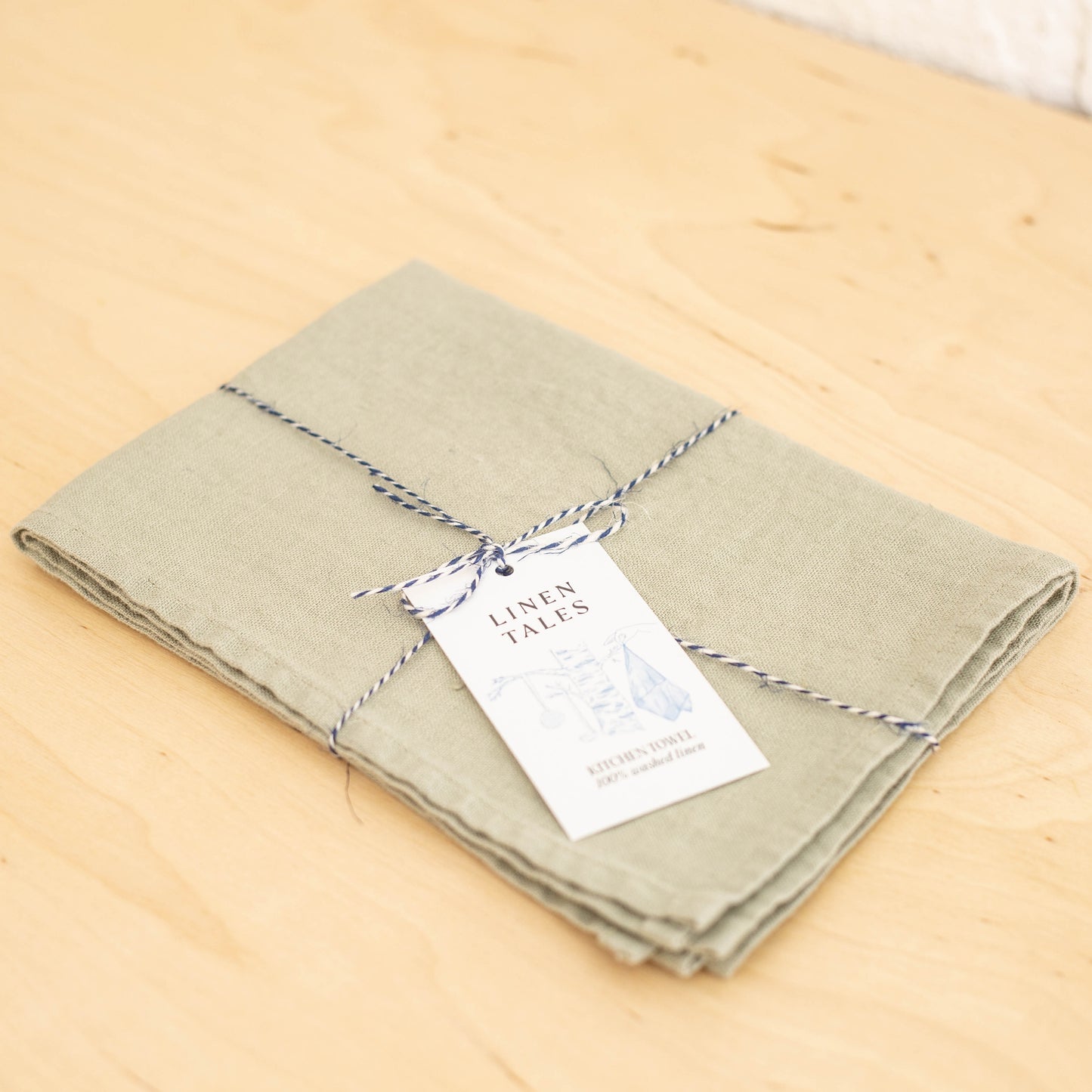 Linge à vaisselle vert sauge 100% lin