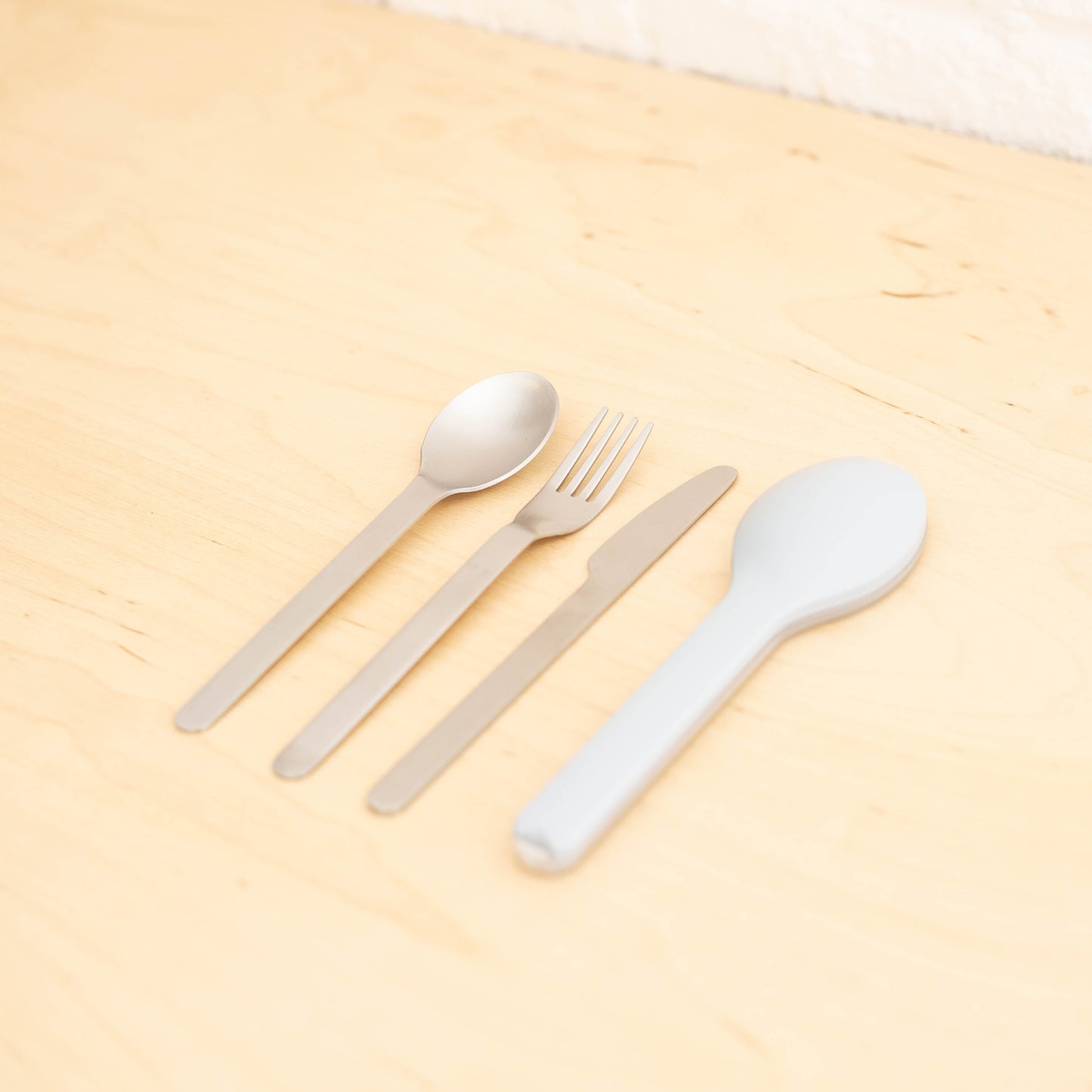 Trio coutellerie inox bleu-nordique