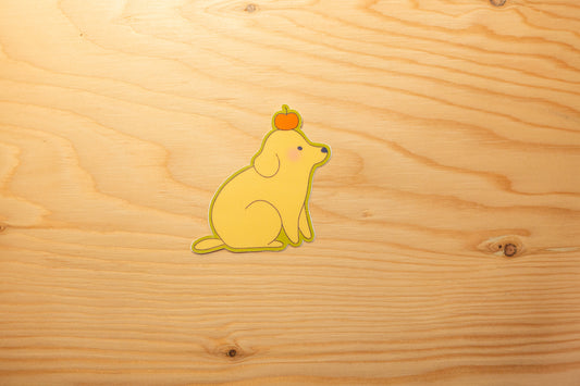 Autocollant chien pomme jaune