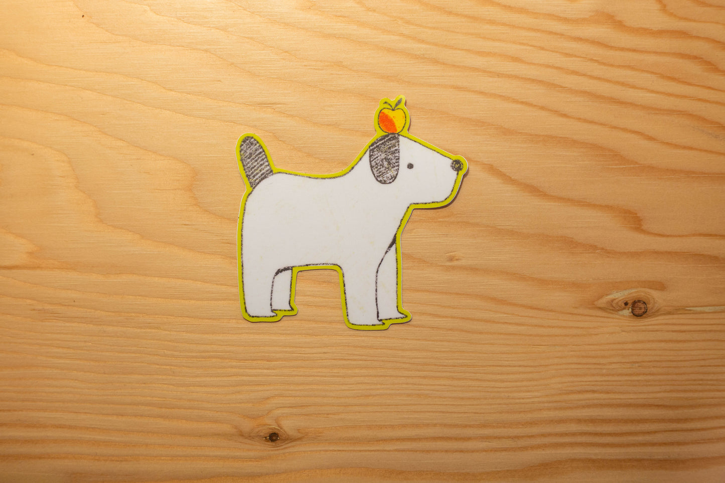 Autocollant chien pomme blanc