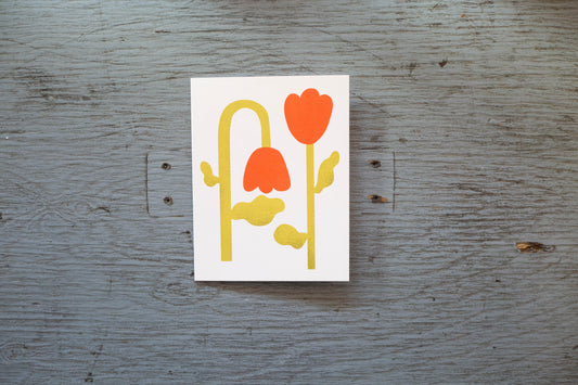 Carte de vœux rétro Tulipes Rouges