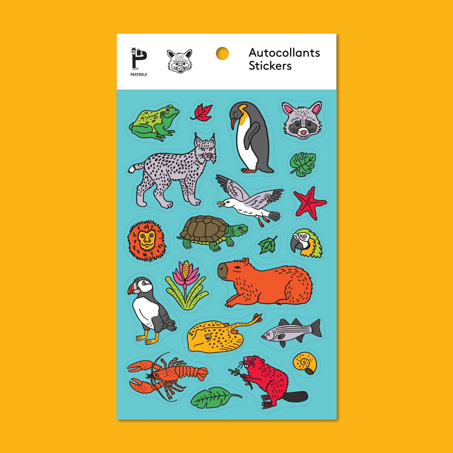 Feuille d'autocollants animaux