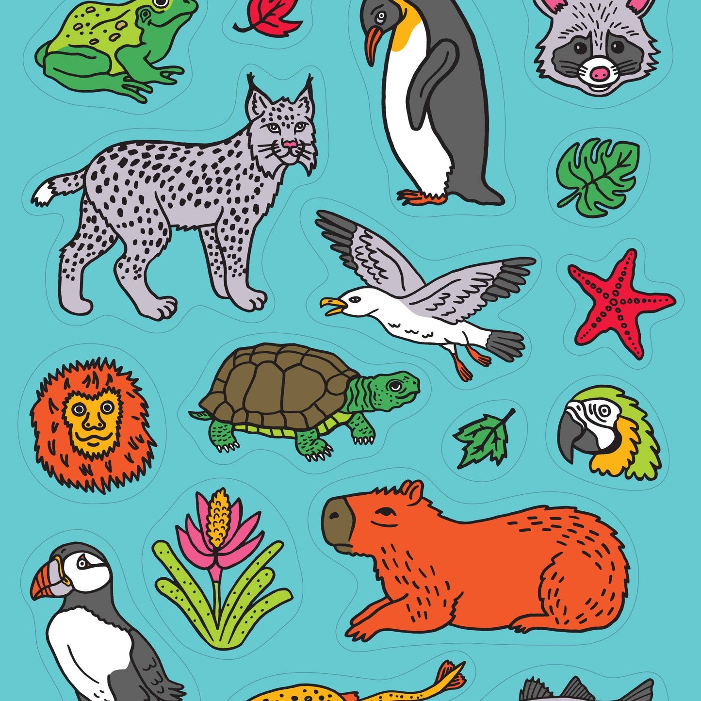 Feuille d'autocollants animaux