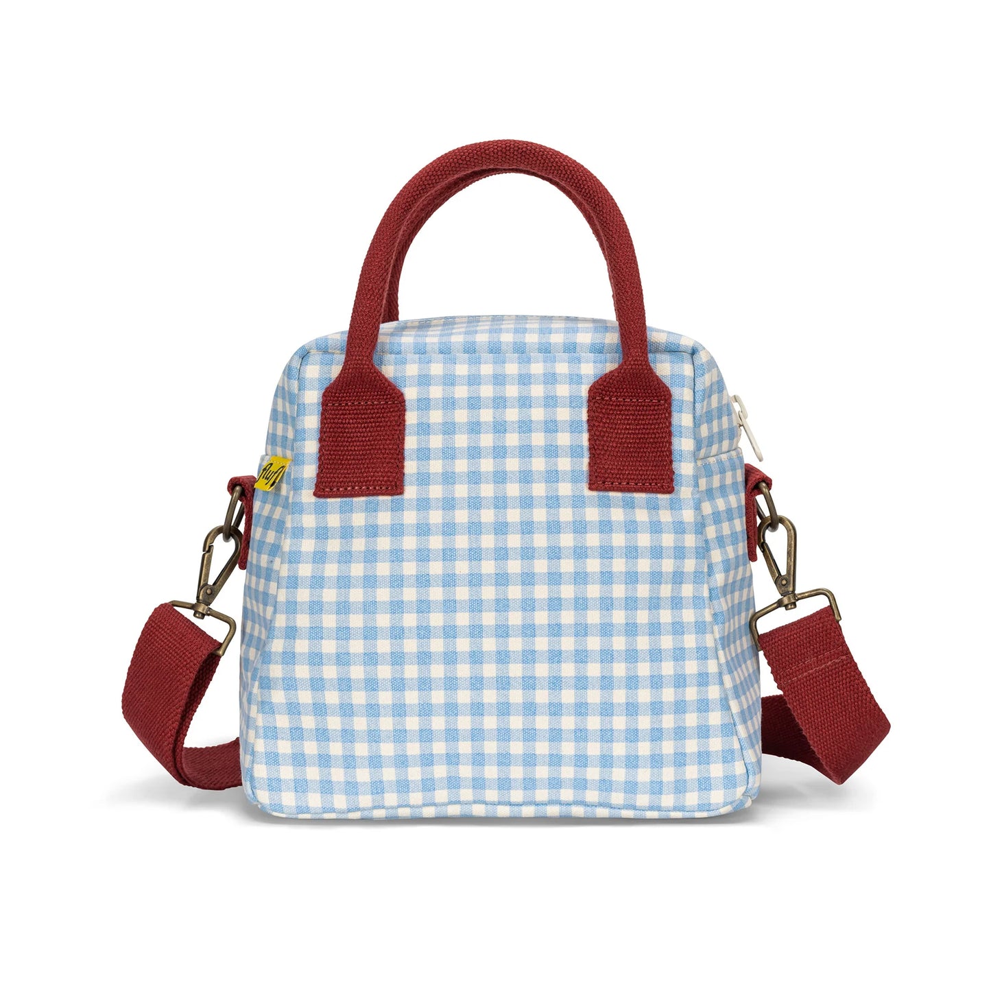 Sac à lunch bandoulière gingham ciel bleu