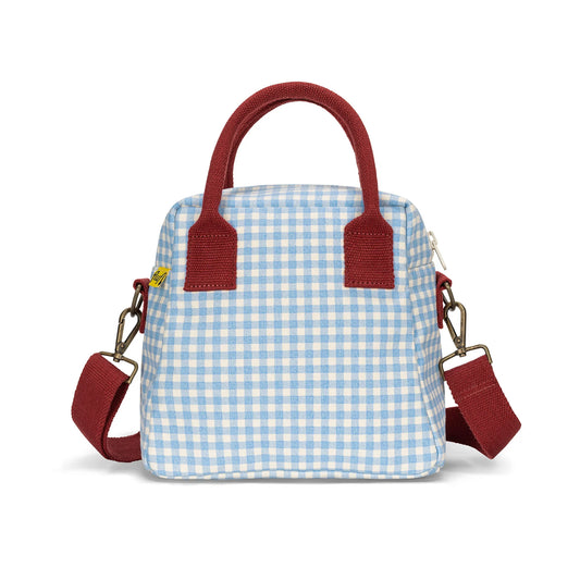 Sac à lunch bandoulière gingham ciel bleu