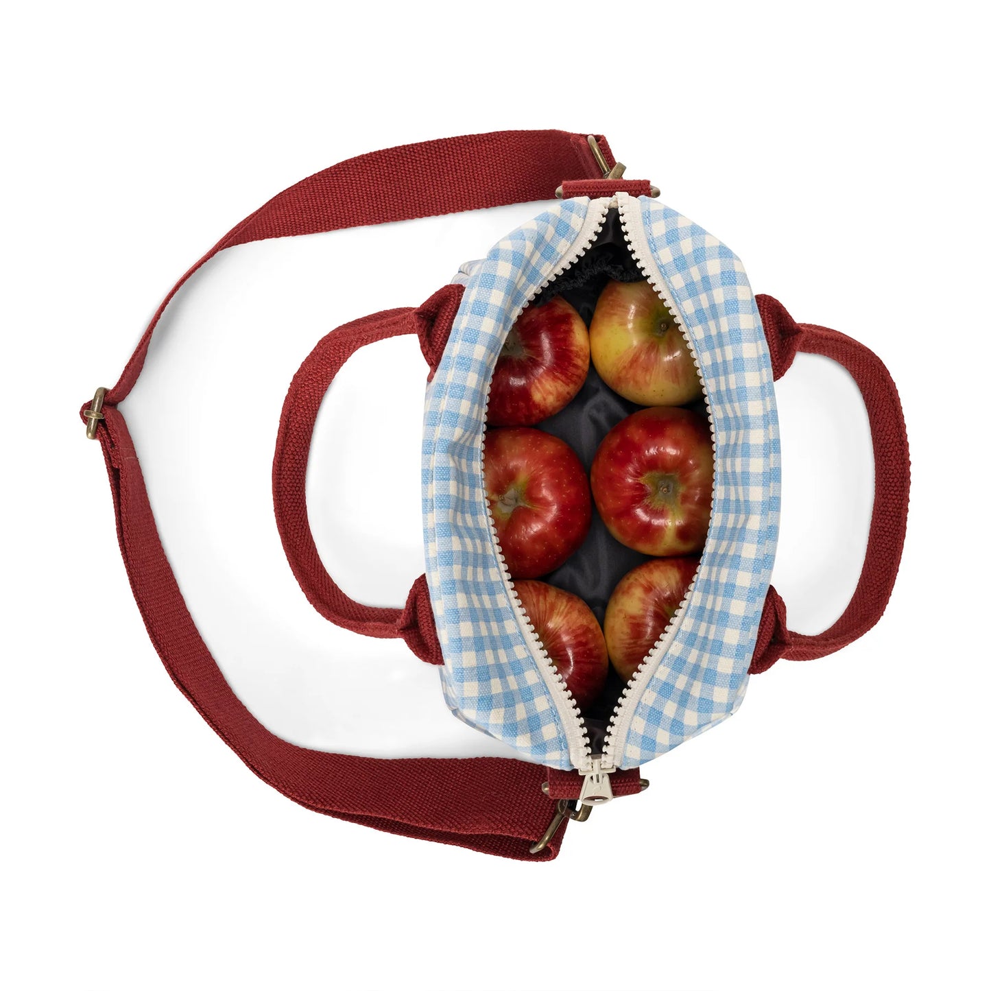 Sac à lunch bandoulière gingham ciel bleu