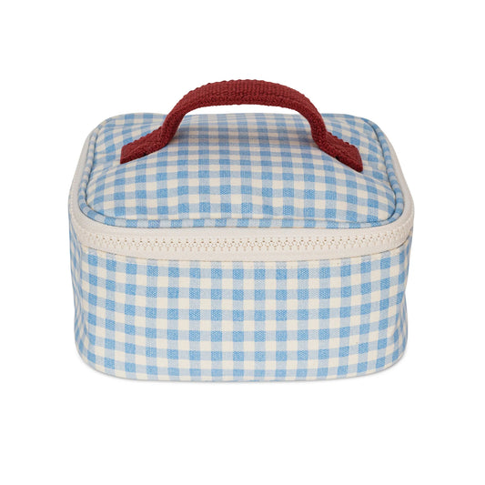 Sac à lunch mini zip cube / gingham bleu ciel