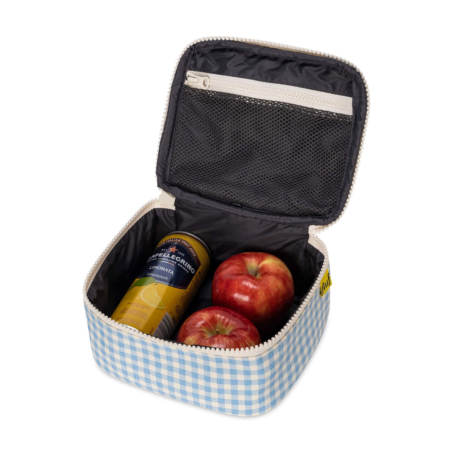Sac à lunch mini zip cube / gingham bleu ciel