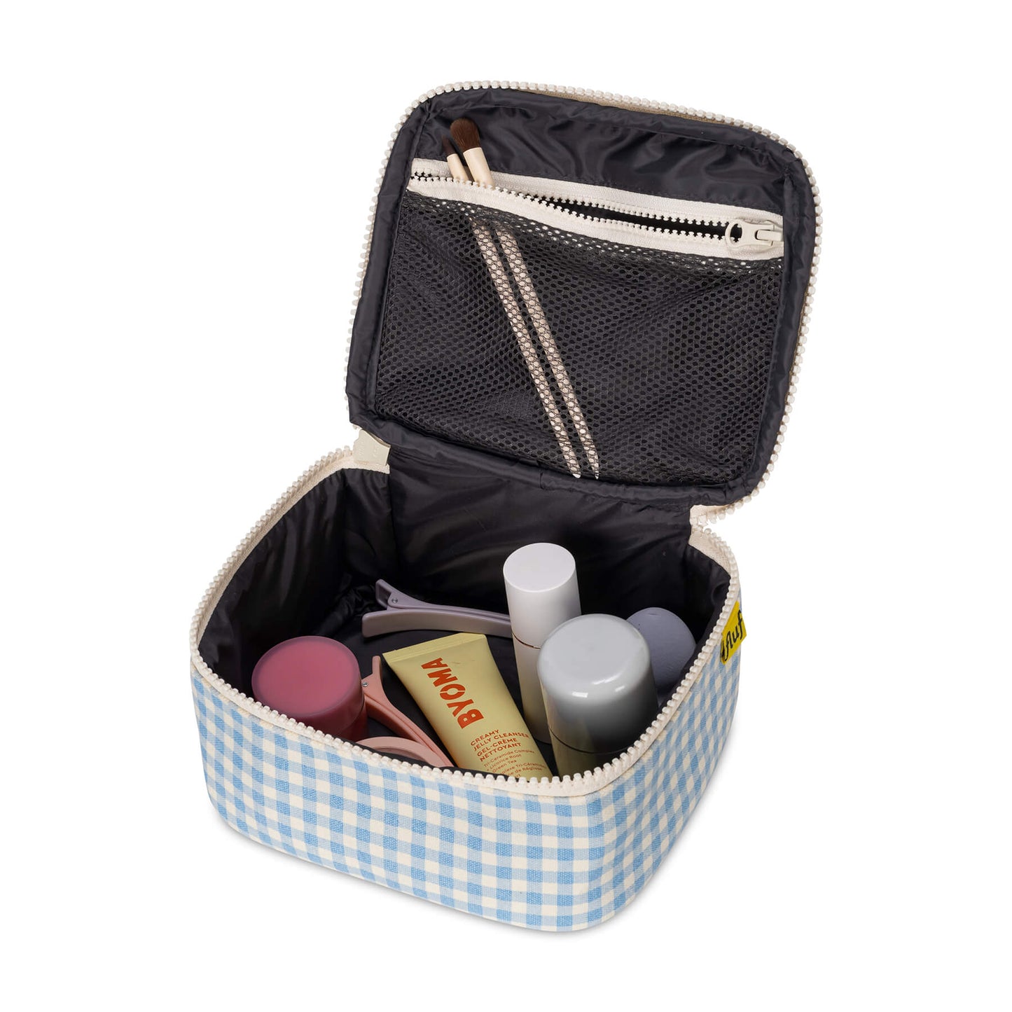 Sac à lunch mini zip cube / gingham bleu ciel