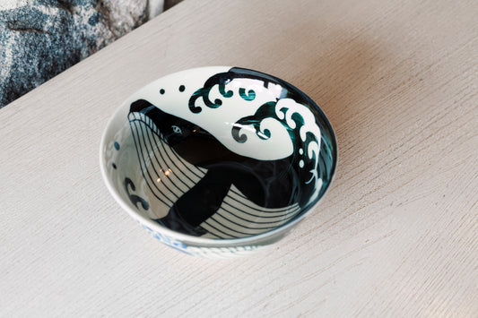 Petit bol évasé baleine noir & bleu