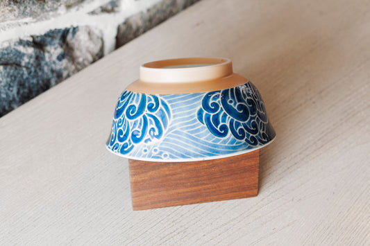 Petit bol évasé baleine noir & bleu