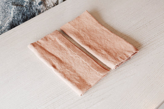 Duo serviettes de table café crème 100% lin