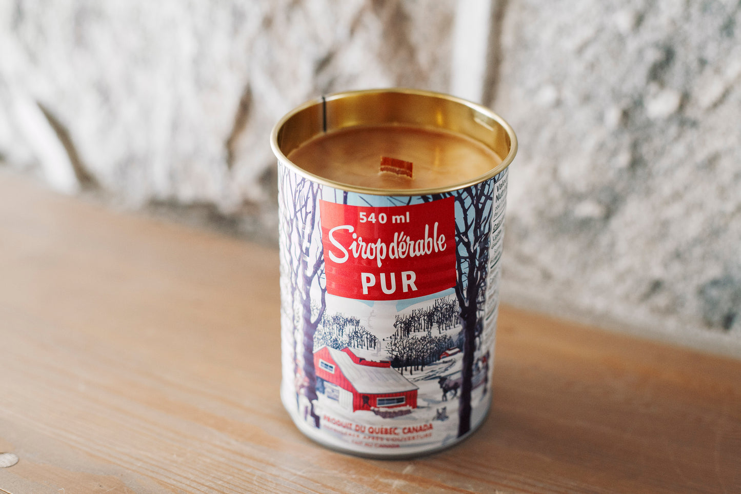 Bougie parfumée Sirop d'Érable avec Mèche en Bois