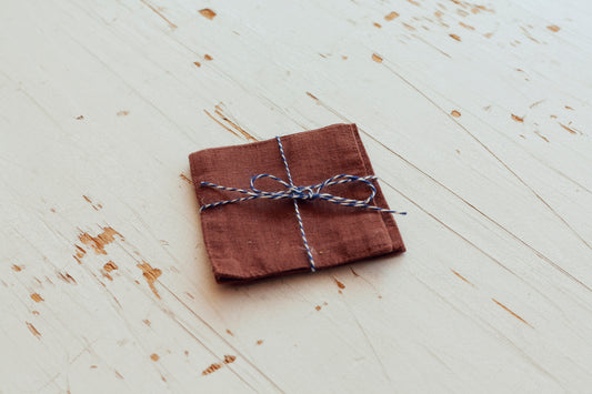 Ensemble de 4 sous-verres en lin chocolat