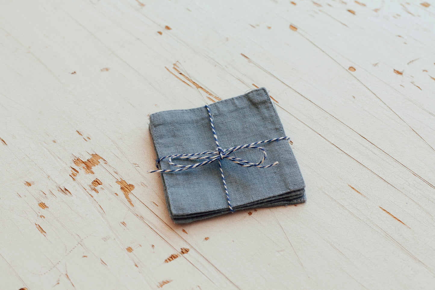 Ensemble de 4 sous-verres en lin bleu