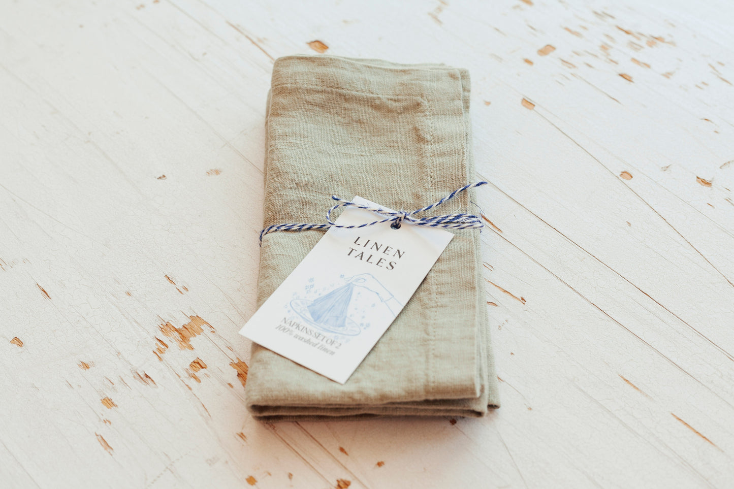 Duo serviettes de table sauge 100% lin
