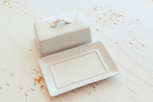 Beurrier classique 1 livre en porcelaine
